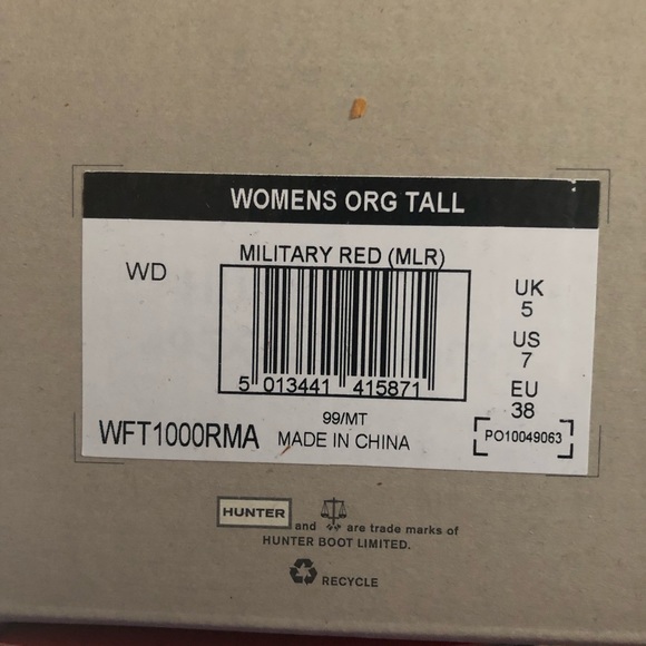 ❣️SOLD❣️Hunter Original Tall Red Rain Boots NIB - Picture 9 of 9